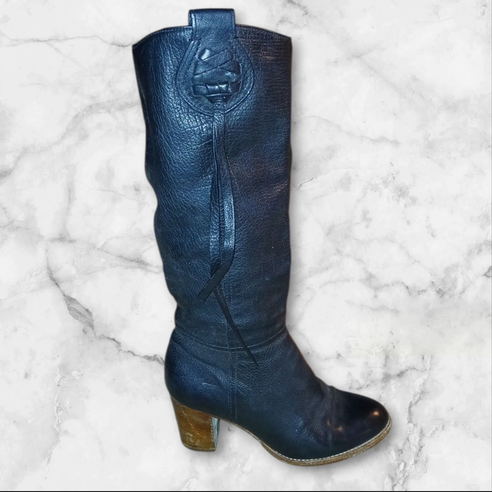 Coach Black Leather Heeled Boots